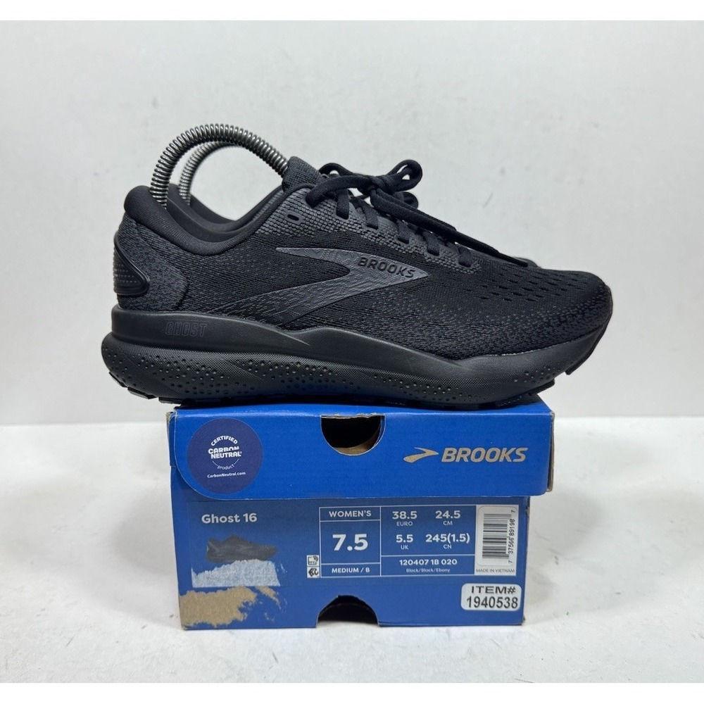 Brooks Ghost 16 Running Shoes 1204071B020 Triple Black Women's Size 7.5